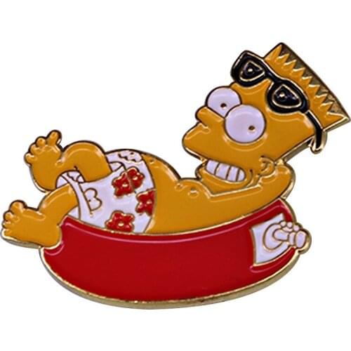 Funny Anime Sunbathing Enamel Pins Cute Simpsons Brooches Fashion Metal Pin Badge Backpack Accessories Jewelry 2021