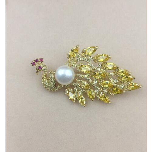 Sinya Natura Pearl Brooch High luster 11-12mm freshwater pearls color optioanl Gold plated high quality fashion jewelry for Mum