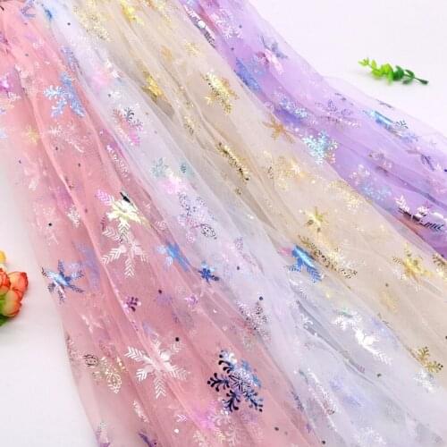 1Yard 1.6M Snow Sequins Organza Lace Ribbon For DIY Craft Wedding Dress Decoration Packing Bow Garment Sewing Accessory