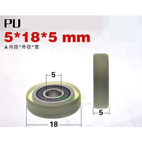 10pcs 5*18*5mm M5*18*5mm M6*18*5 rubber-coated polyurethane bearing pulley mute, miniature guide wheel /with screw