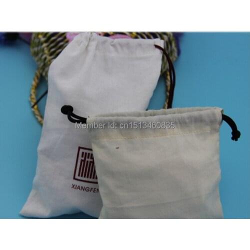 100pcs/lot free shipping cotton jewelry pouch cotton gift pouch cotton drawstring pouch bag custom logo jewelry bag vanilla bag