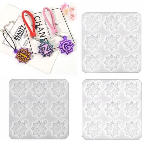 13MC 26 Mandala Letters Molds Keychain Epoxy Molds for Keychains Fridge Phone Grips