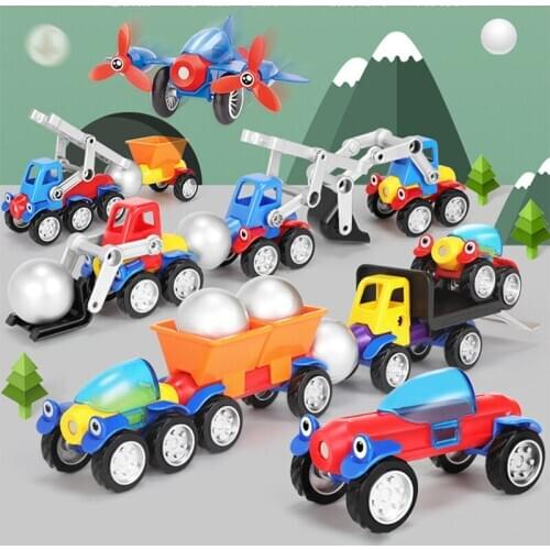 Magnetic Building Blocks Magnet Sticks Metal Balls Magnetic Designer Construction Set Vehicle Car Toys For Children