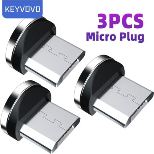 3PCS Magnetic Plug 2 Pin Magnetic Charging Cable Adapter Micro USB Type C Magnet Charge Connector Dust Plugs Android Phone Cord