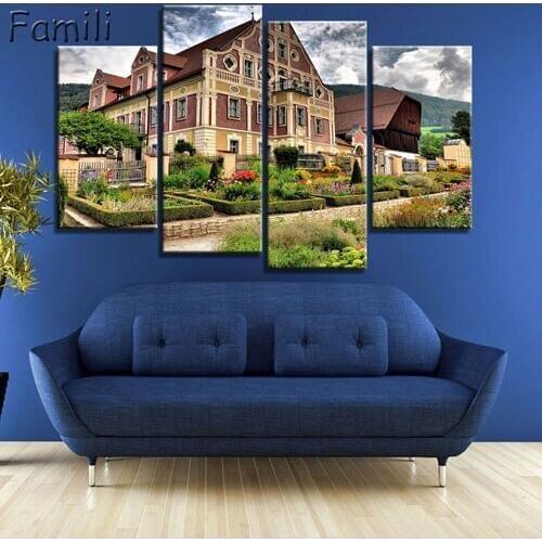 4pcs Winter Landscape Canvas Paintings Modern Pictures for Living Room Canvas Prints Wall Art Modular Painting Color