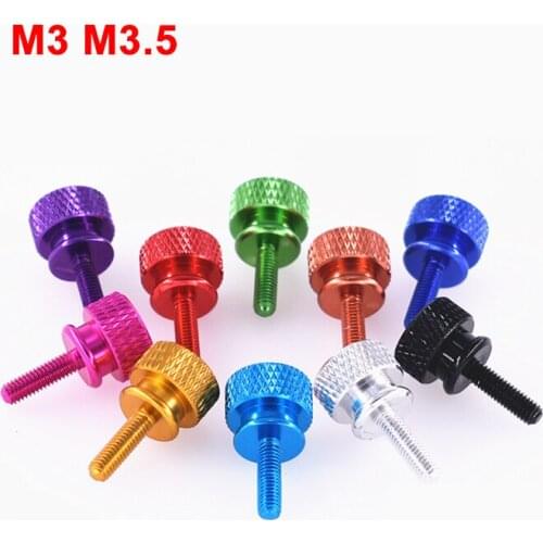 5PCS M3 M3.5 Aluminum Alloy Knurled Thumb Screws Computer Case DIY Step Decoration Screw Multiple Color Length 5-20mm