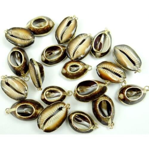 Wholesale Cute Gold rim ocean conch shell Pendant Necklace Women Fashion Charm Jewelry Accessories Making jewelry 5pcs P2