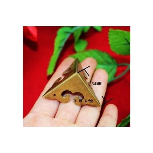Corner Brackets Furniture 34MM length of Chinese antique copper angle wooden protection three angle corner