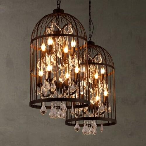 American country vintage clothing store restaurant birdcage crystal lamp lamp villa staircase pendant light