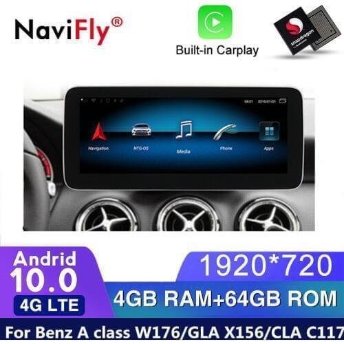 4G LTE Android10.0 8cores 4+64GB car radio player for Benz A Class W176 GLA CLA W117 W118 with 12.5inch Blu-ray screen carplay