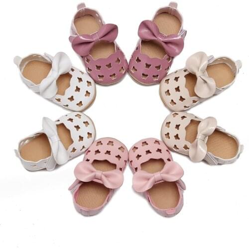 Bobora Summer Baby Girls Hollow Sandals Children Bowknot Princess Shoes Toddler Breathable Anti-slip Shoes