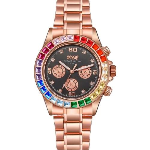 Fashion Luxury Diamond Quartz Watches for Women Ladies Gold Stainless Steel Wristwatch Analog Female Iced Out Watch Reloj Mujer