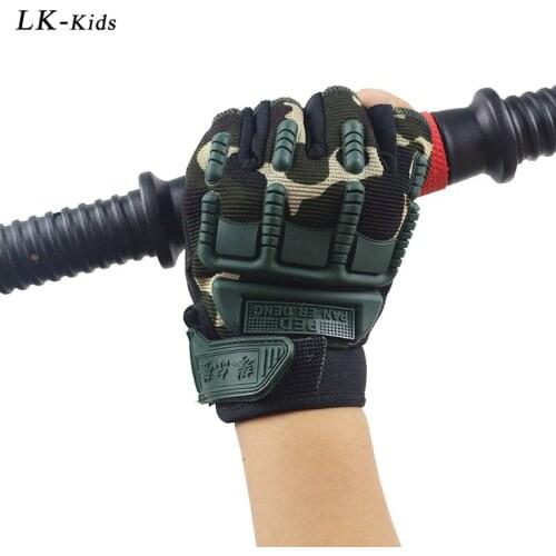LongKeeper Kids Tactical Gloves Boys Girls Children Fingerless Army Military Guante Anti-Skid Half Finger Camo Mittens Luva