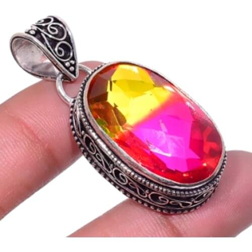 Bi-Color Pendant Silver Overlay over Copper , 45 mm, P5895