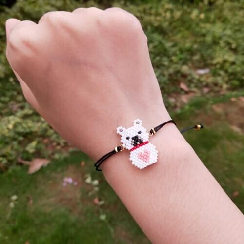 FAIRYWOO Cute Animals Bracelet Bear Women Handmade Jewelry Miyuki Bead Bracelets Heart Sweet Charms Bracelets For Kids Gifts