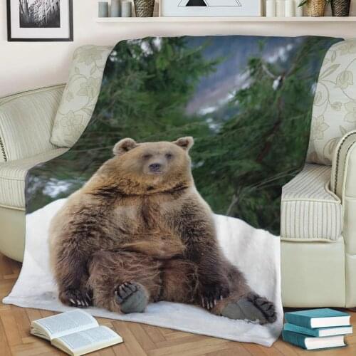 Bear Flannel Throw Blanket 3D Printed Keep Warm Sofa Child Blanket Home Decor Textiles Dream Family Gift