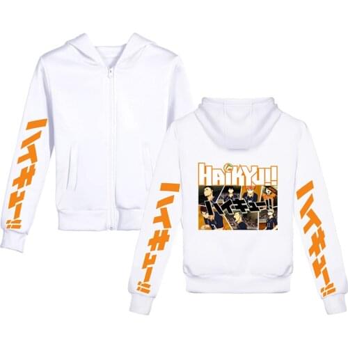 Haikyuu Zipper Hoodie Stylish Manga 2020 Printed Hot Young Hooded Full Regular Zip-up Sweatshirt Childrens Coat
