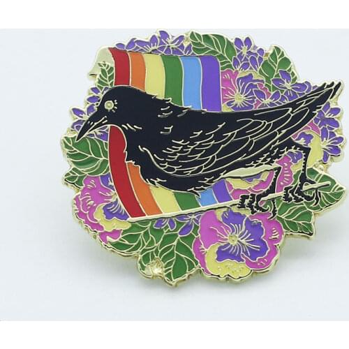 Custom Cute Crow Enamel Pin Animal Metal Badge Student Bag Decoration Brooch Factory Direct Welcome to Customize with Your Badge