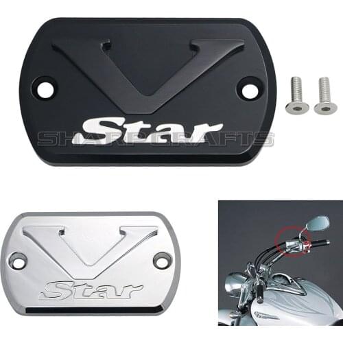 Motorcycle Brake Master Cylinder Reservoir Cover Cap Protector For YAMAHA V-Star XVS650 XVS950 XVS1100 XVS1300 (Black/Chrome)