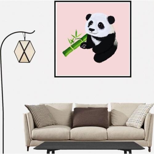 Cute Cartoon Panda Bamboo Poster Canvas Print Painting Wall Art Living Room Home Decoration