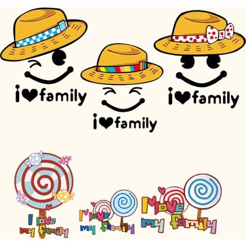 Cartoon Family Heat Transfer Vinyl Sticker Patch Iron On Transfer For Clothes Parent-child Patches For Clothing T-shirt Washable