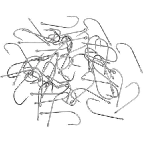 Pack of 50 Pieces Fishing Hooks Set High Carbon Steel Sea Fishing Barb Hooks Group