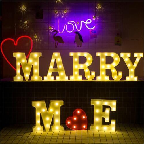 Cheap Creative Luminous LED Letter Night Light English Alphabet Number Lamp Wedding Party Decoration Home Decoration Accessories