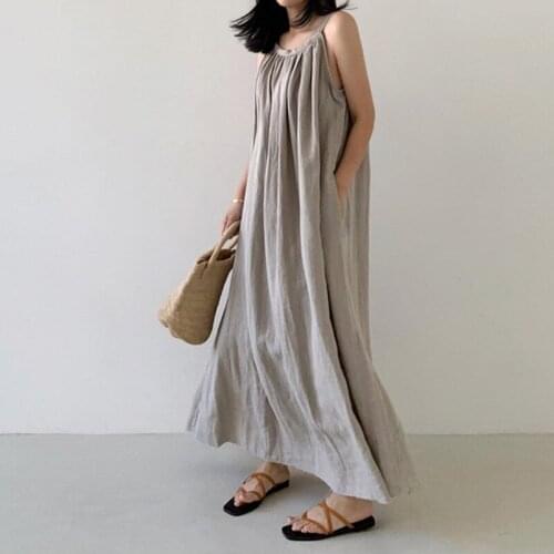 2021High-End Women Long Maxi Summer Dress Casual Cotton Linen Ladies Big Pockets Beach Party Robe Femme Vestidos Plus Size 4X