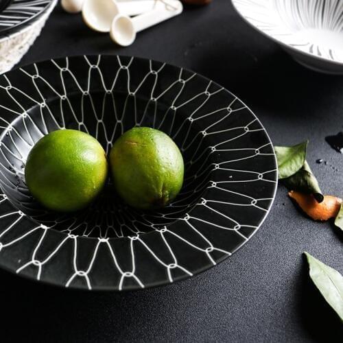 Tray Rice Dish Western Salad Bowl Pastal Dish Food Tableware Creative Black And White Straw