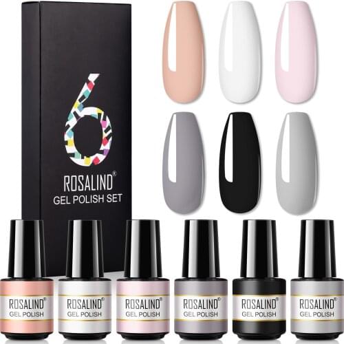 ROSALIND Gel Nail Polish Set 6Pcs/Box Hybrid Varnishes Semi Permanent Gel Polish All For Nails Polish Set
