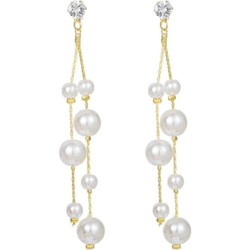 New Pendant Earrings Jewelry Earrings Long Imitation Pearl Tassel Simple Fashion Statement Earrings Wholesale Earrings For Women