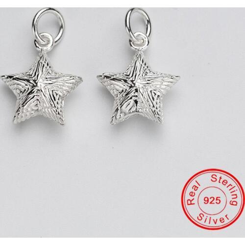 UQBing 16*13*6mm Vintage Stereoscopic Star 925 Sterling Silver Charms Fit For Bracelet & Necklaces Jewelry Making Women Gift