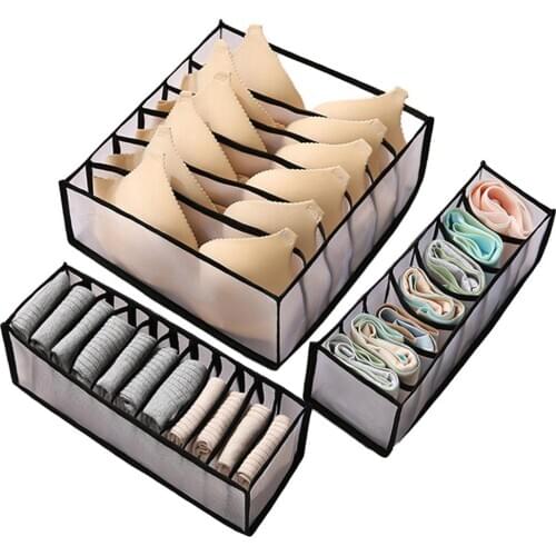 Multi-size Foldable Storage Boxes Underwear Closet Drawer Organizer Bras Socks Storage Drawer Divider Lidded Closet Boxes