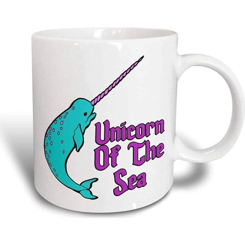 Funny Cute Narwhal Unicorn of The Sea Fantasy Animal Design Ceramic Mug, 11-Ounce