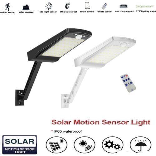 Led Solar street Lamp Outdoor PIR Motion Sensor Waterproof Emergency Garden Yard 3 Modes Wall Light