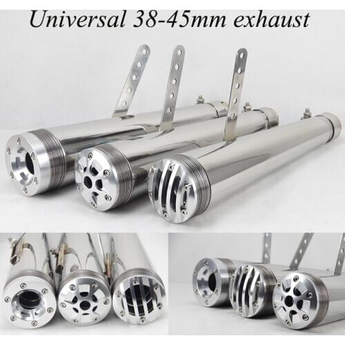 Universal 38-45mm Motorcycle Muffler Exhaust Retro Vertical Back Pressure Case GY6 CBR CBR125 CBR250