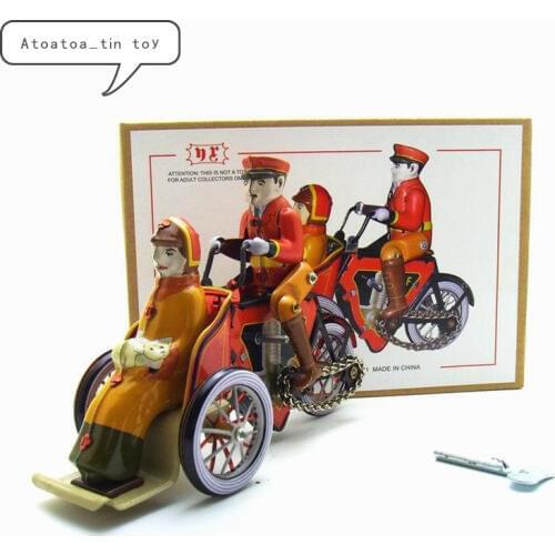 Vintage Retro Human tricycle Tin toys Classic Clockwork Wind Up tricycle Tin Toy For Adult Kids Collectible Gift