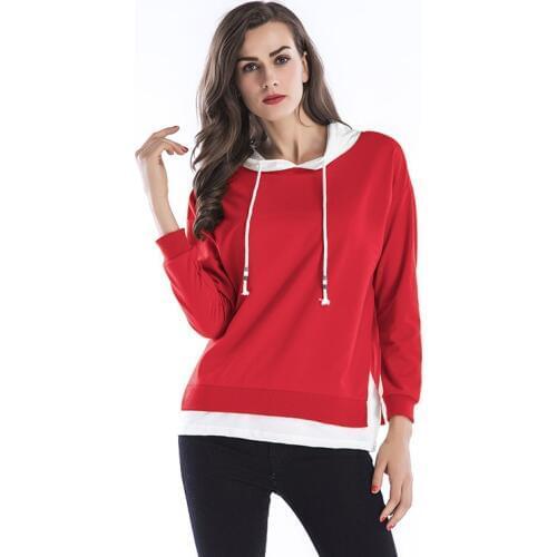 YYFS 2019 New Patchwork Hoodie Women Raglan Long Sleeve Contrast Hooded Sweatshirt Cotton Fall Pocket Drawstring Hoodies Women