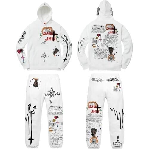 Women Fashion Streetwear Tracksuit Winter Thick Fleece Letter Print Sportwear White Two Piece Outfits for Women Active Wear XXL