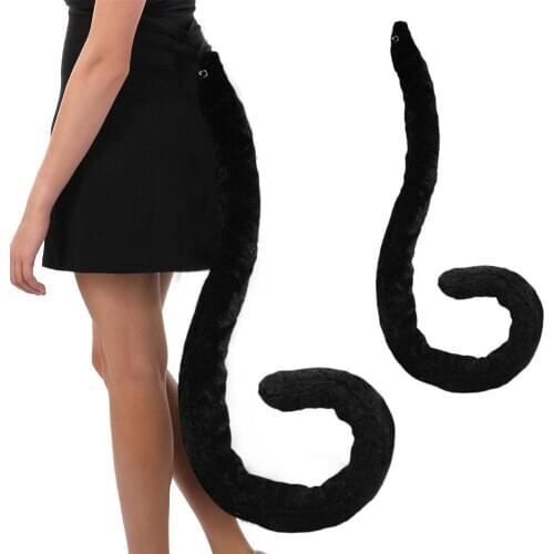 1pcs Cosplay Cat Tail Toy Plush Tail Halloween Cosplay Prop Costume Black/white Halloween Tail Party Cat Plush Toy Fox Cosplay