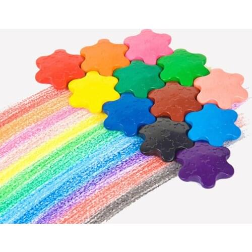 12 Colors Non-toxic Wax Snowflake Shape Crayons Kids Washable Painting Drawing N0HD