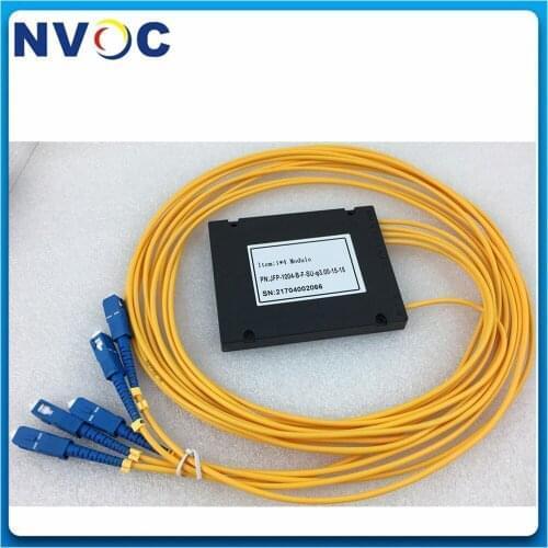 1x4 ABS Box PLC Splitter Module 1*4 SM 2.0MM 1M FC/LC/ST/SC/UPC APC FTTH GEPON Fiber Optic PLC Splitter Coupler