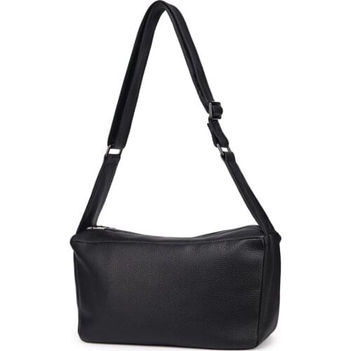 2020 Casual Shoulder Crossbody Handbag Women Bags Genuine Leather Double Zipper Messenger Bags For Ladies Solid Color Female Bag