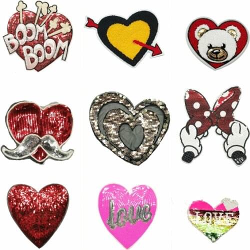 Large embroidery big love heart cartoon patches for clothing CA-48
