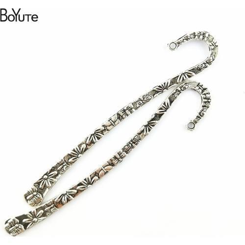BoYuTe (10 Pieces/Lot) 125*21MM Antique Silver Plated Metal Flower Pattern Bookmark Diy Jewelry Making Findings