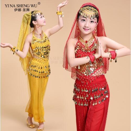 Kids Belly Dance Costumes Set Oriental Dance Children Costumes India Belly Dance Clothes Bellydance Child Kids Indian 5 Colors