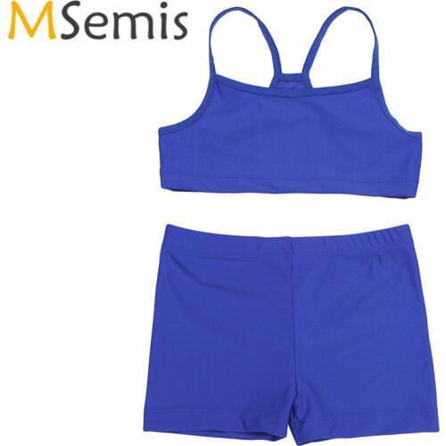 2PCS Kid Ballet Tank Tops Swimsuit for Gymnastics for Girls Tankini Tank Top with Bottoms for Sports Gym Workout Ballet Clothing