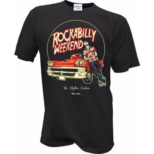 T-shirt for Male Short Sleeves Cotton O Neck Tops Free Shipping Rockabilly Biker Rocker Custom Biker Skull 50er 50s T shirt