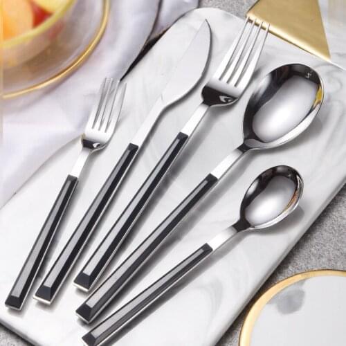 Imitation Wood Handle Western Tableware Stainless Steel Steak Fruit Knife Fork Dessert Coffee Spoon Teaspoon Kitchen Utensils