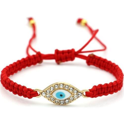 JAKONGO Gold Color Evil Eye Charm Bracelet Braided Red Rope Bracelet for Women Men Adjustable Handmade Bracelet